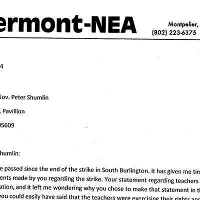 Image: Teachers Union Hits Shumlin on Strike Comments