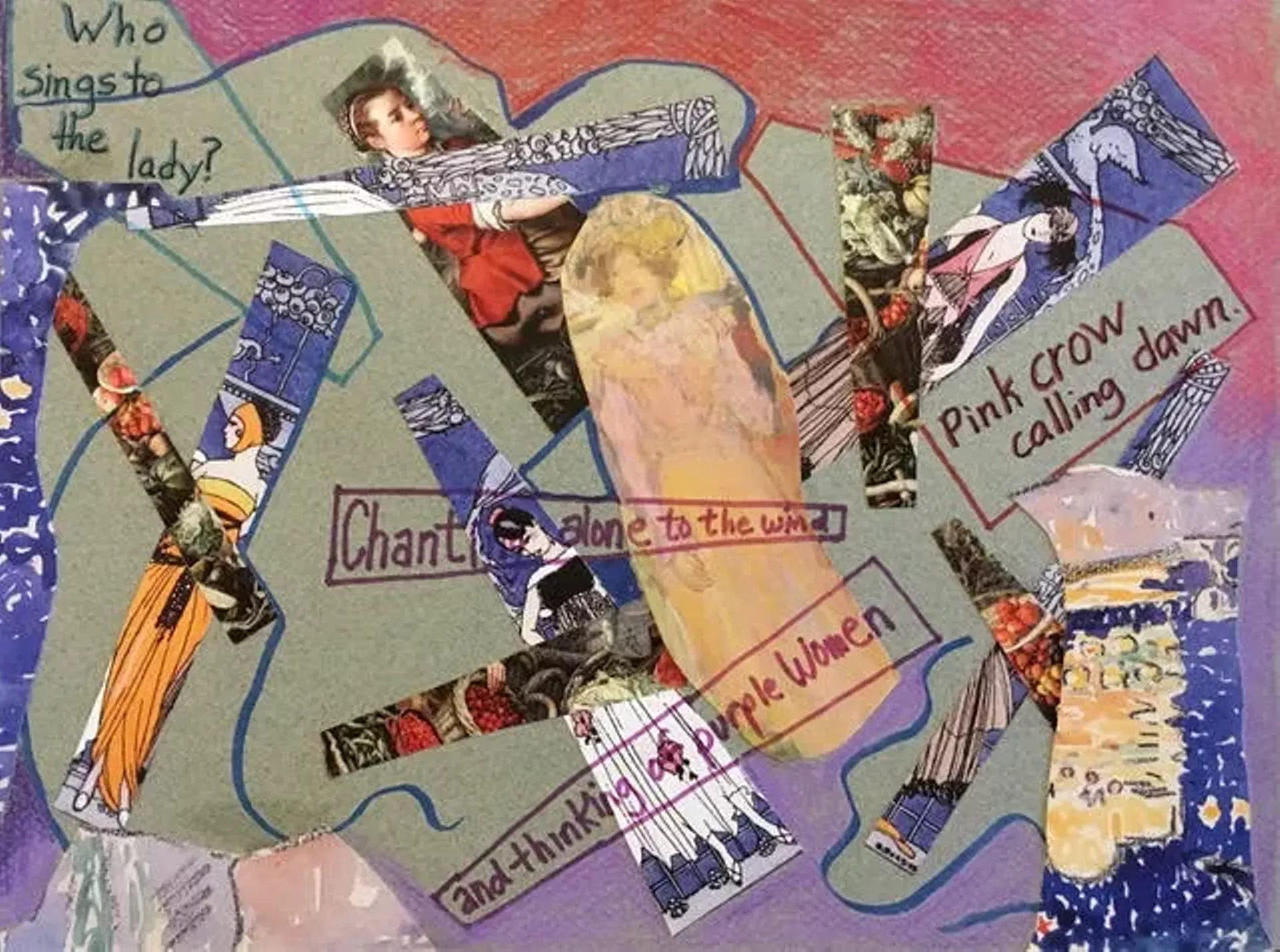 Collaborative collage by poet Gordon Korstange and painter Matt Peake