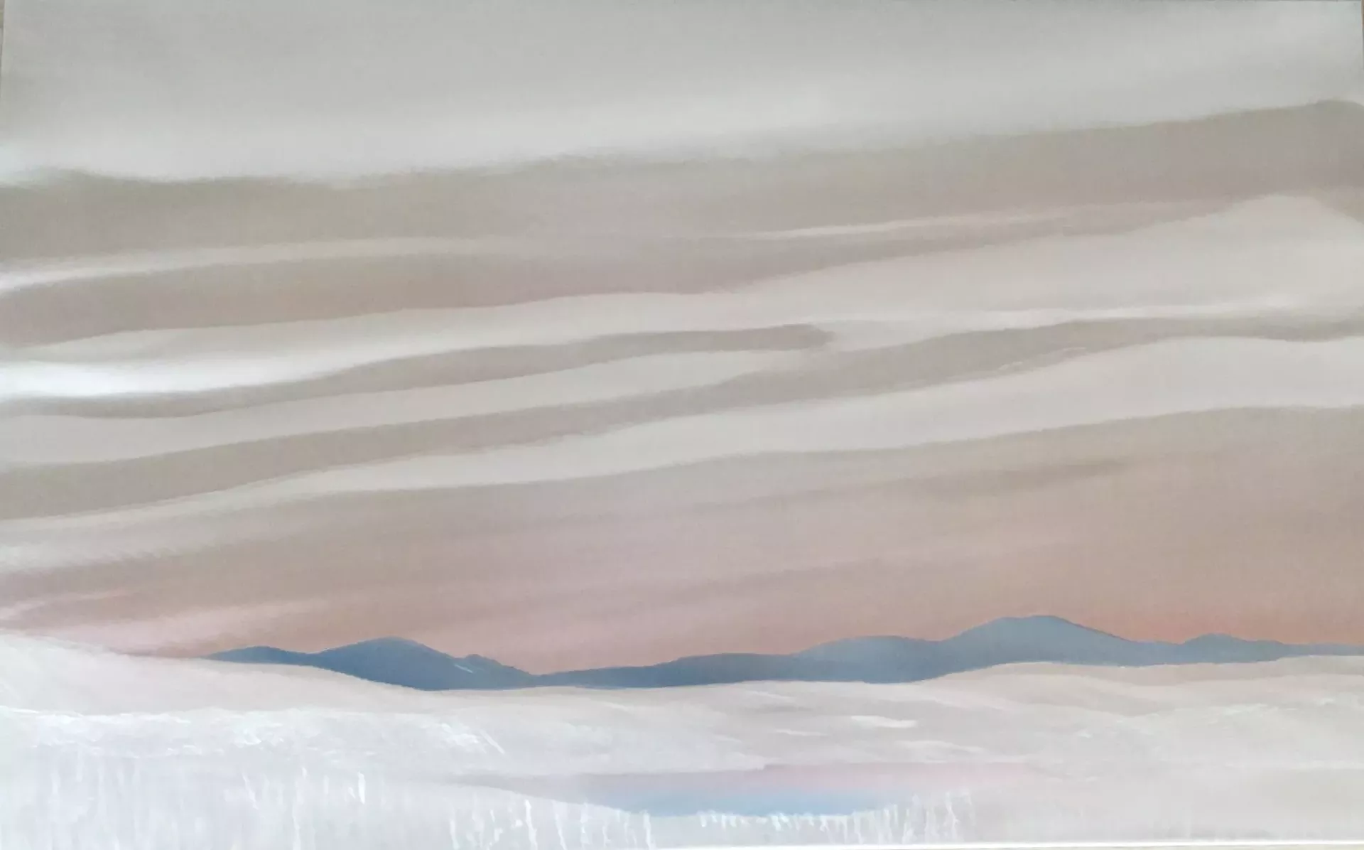"First Snow Fall," auto paint on brushed aluminum by Homer Wells