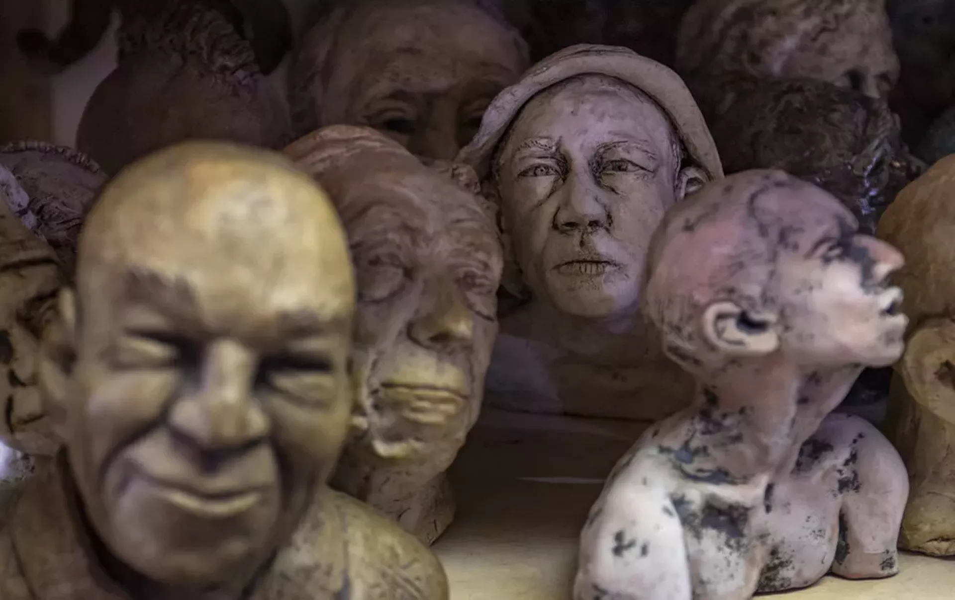 Ceramic heads by Rachel Morton