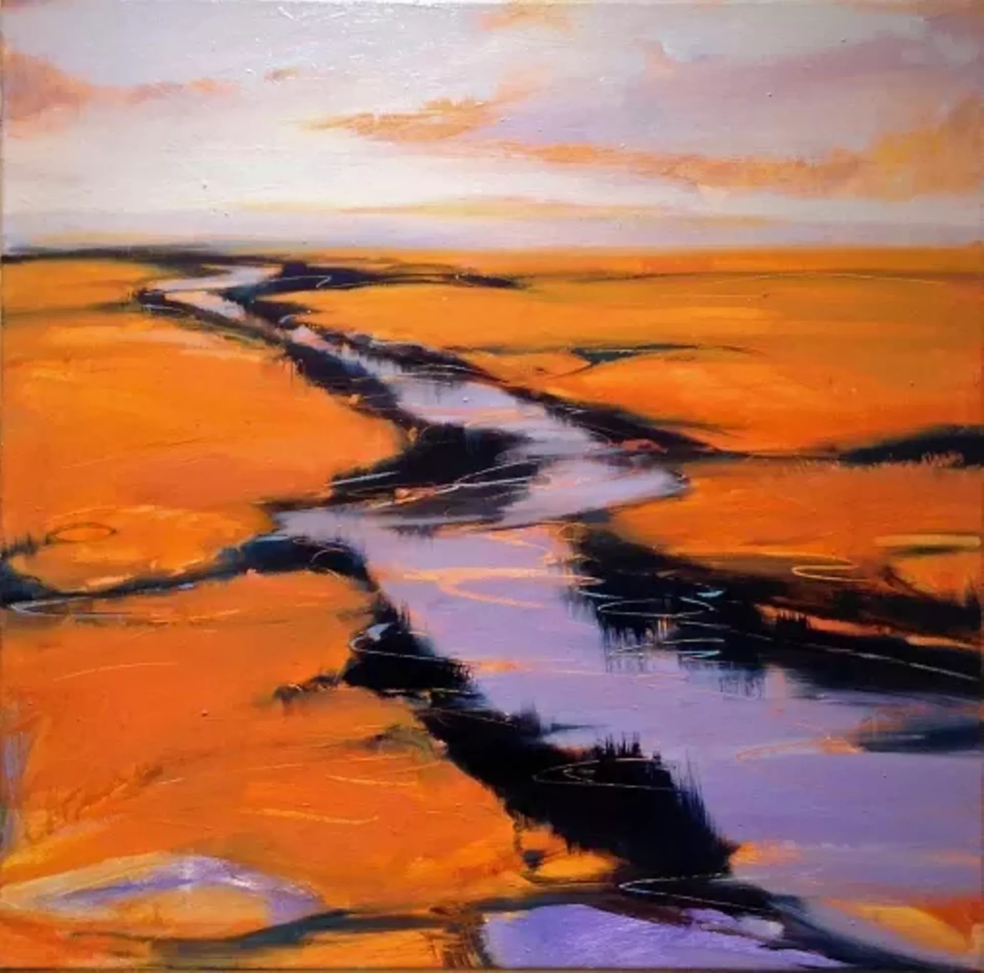 "Distant Crimson Fields" painting by Petria Mitchell