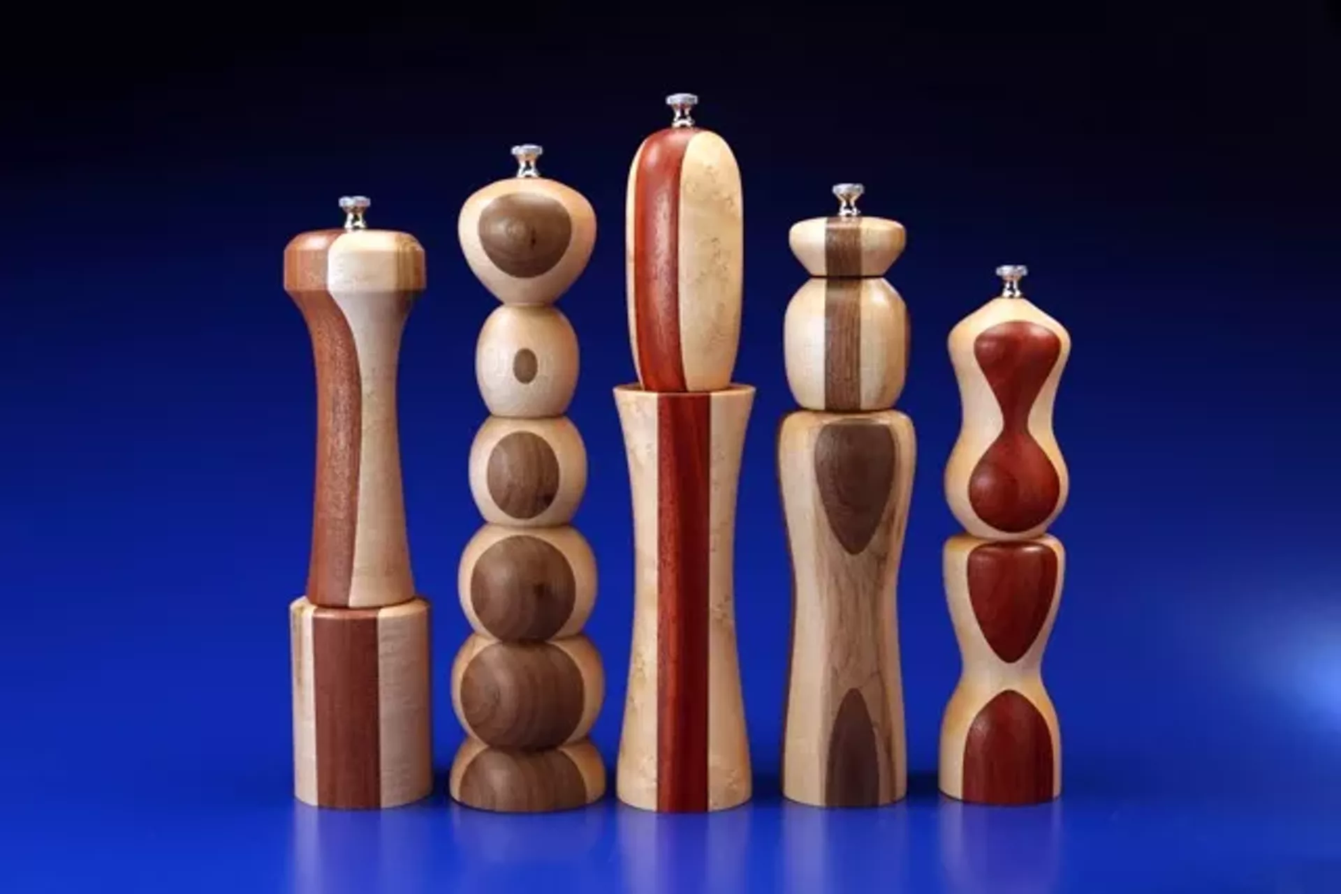 Wood pepper mills by Detlev Hundsdorfer
