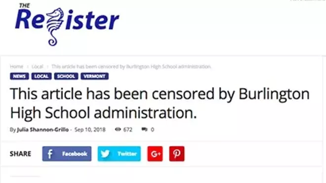 Image: Censorship of Burlington School Newspaper May Have Violated Law