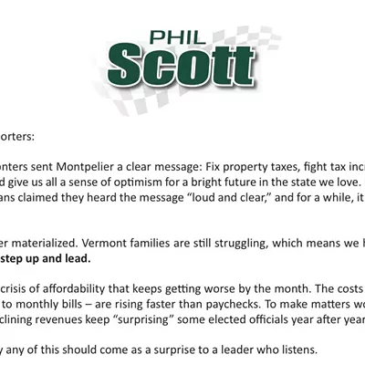 Image: In Fundraising Letter, Scott Pledges to 'Step Up and Lead'