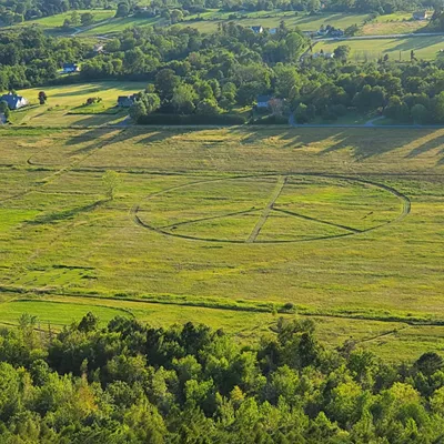 Image: WTF: Who Mowed a Giant Peace Sign in a Field Next to Mount Philo?
