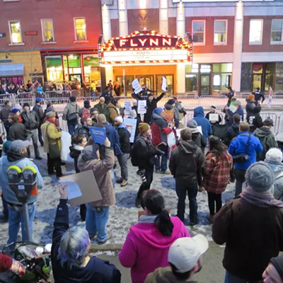 Image: Protesters and Trump Supporters Square Off in Burlington