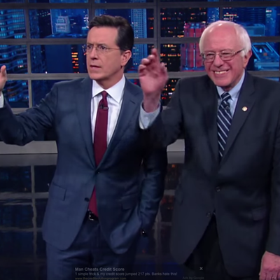 Image: Bernie Bits: Sanders Drinks Beer on 'Colbert,' Eats Ice Cream on 'The View'