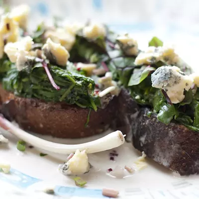 Image: Farmers Market Kitchen: Buttermilk Toast With Blue and Greens