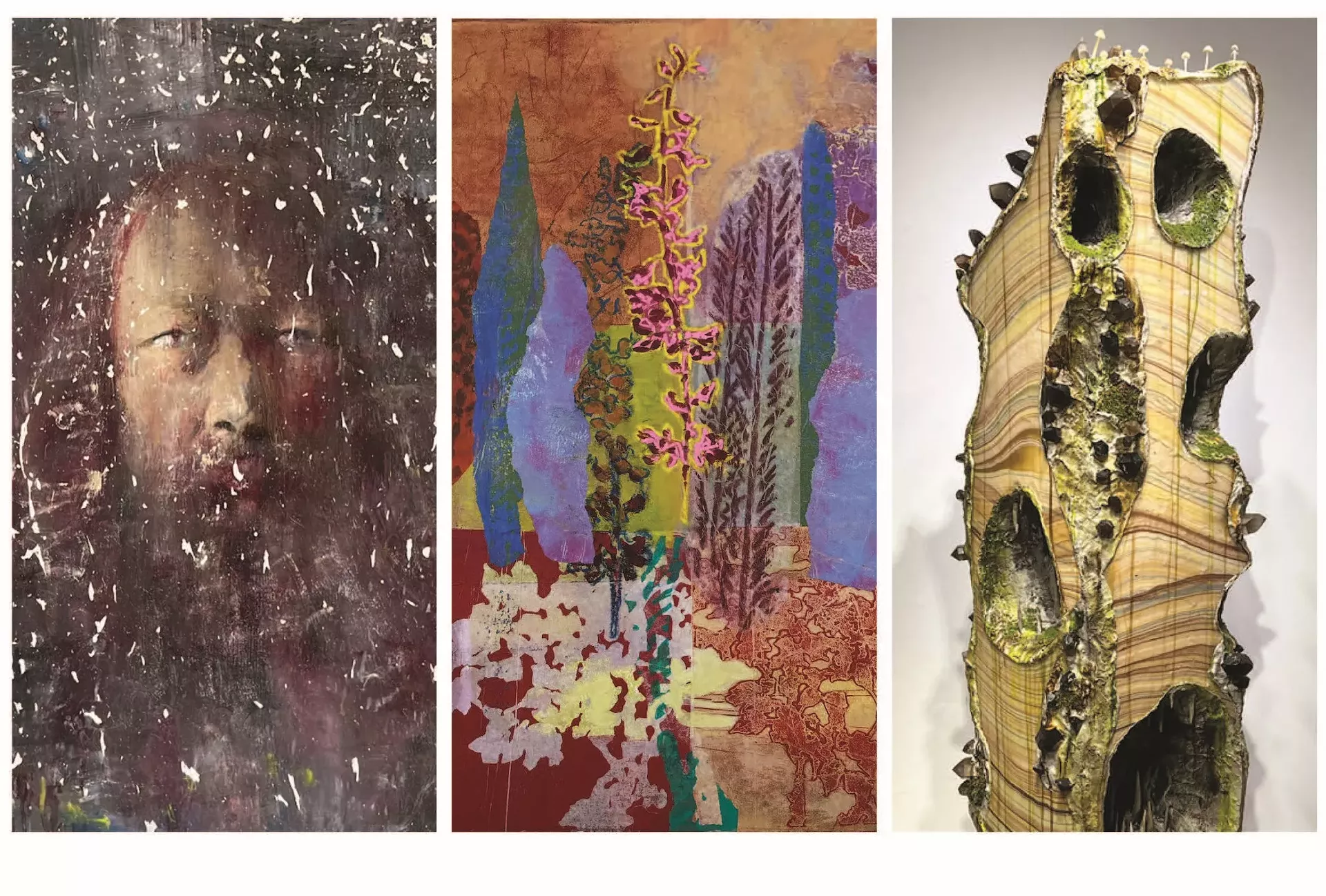 "Snowstorm" by Nitya Brighenti, "Formal Grounds" by Dona Mara Friedman and "The Beginning of the End" by Erik Grau