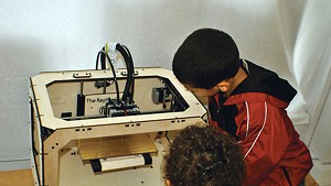 A 3-D printer at Blu-Bin