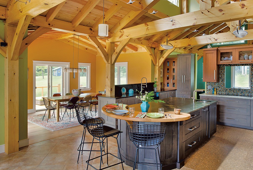 A Vermont home with an eat-in kitchen and expansive food-prep area - COURTESY OF WENDY JOHNSON, DESIGNS FOR LIVING
