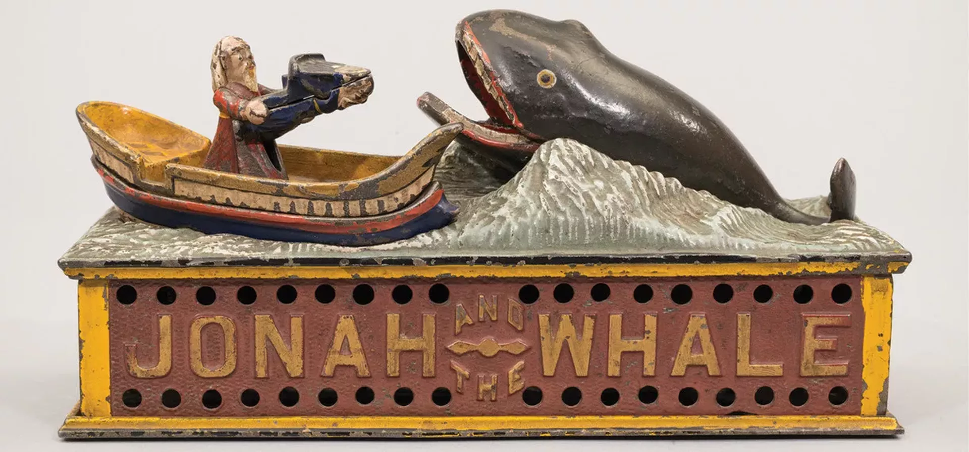 Jonah and the Whale mechanical bank, circa 1890, by Shepard Hardware Co.