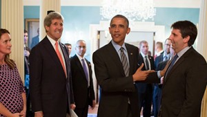Ambassador Lippert (right) with Secretary of State John Kerry and President Obama.