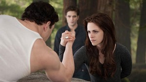 AMPED VAMP Stewart flexes her biceps against Lautner in the final installment, but her acting muscles remain underused.