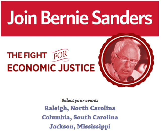 An online advertisement for Sanders' southern tour - COURTESY OF SOUTH FORWARD