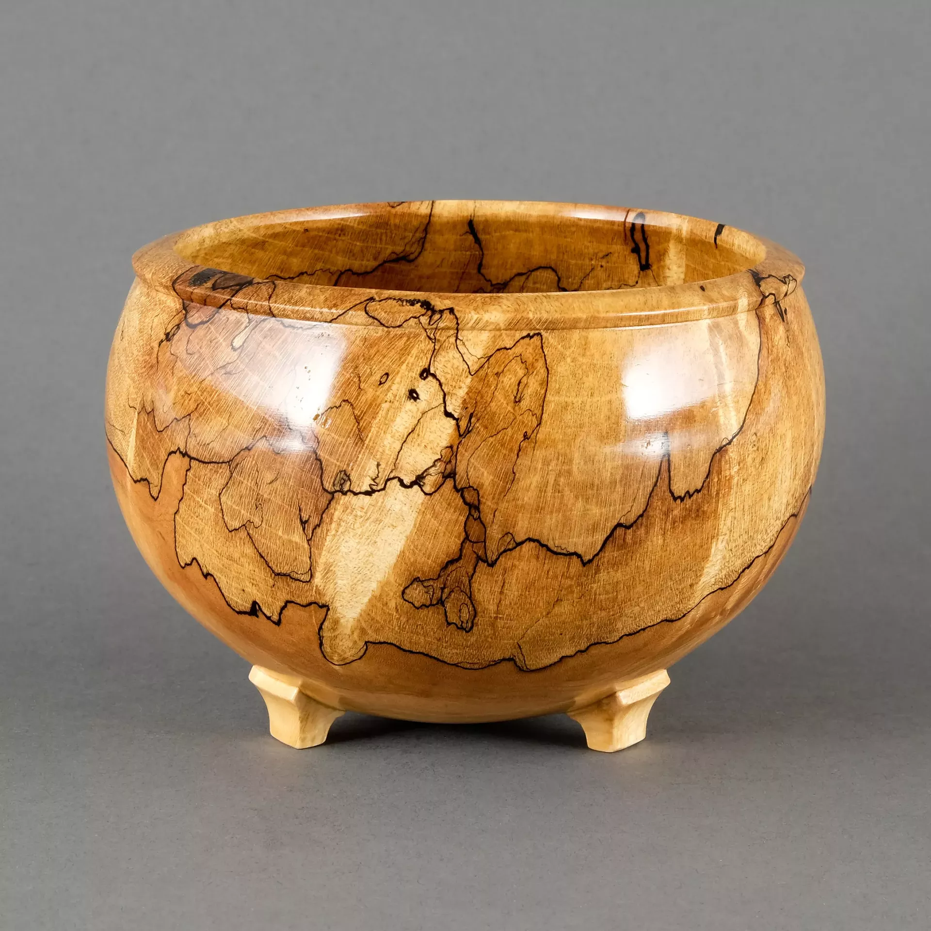 Footed spalted maple bowl by David Munyak
