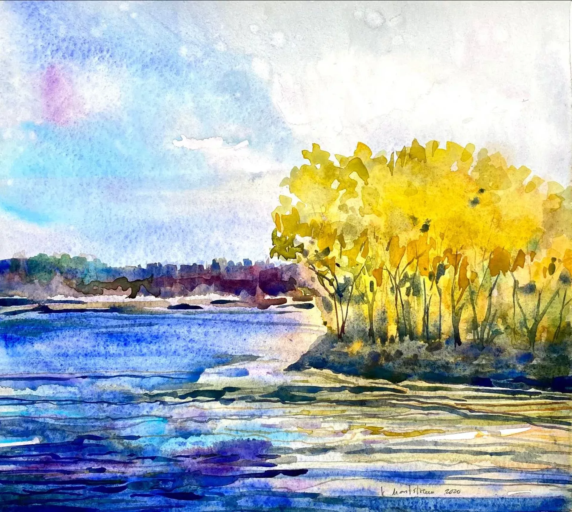 "Spring Trees With Distant City" by Katharine Montstream