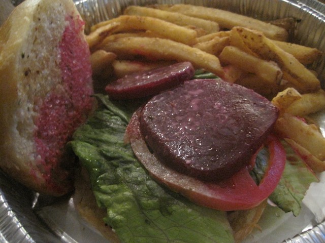 Beet burger with truffle fries