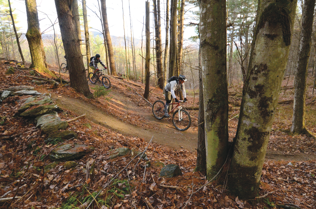 Bikers navigate the Stowe Recreation Path - JEB WALLACE-BRODEUR