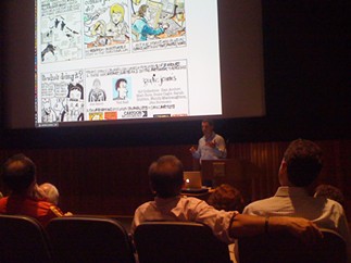 CCS alum Dan Archer lecturing on comics in journalism at the 2012 Woodstock Digital Festival - CENTER FOR CARTOON STUDIES