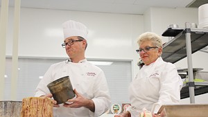 Chef Andrew Burnier and his mother, Monique, present their farcement at NECI