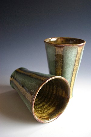 COURTESY OF EDGEWATER GALLERY - Cups by ceramicist at Middlebury Studio School