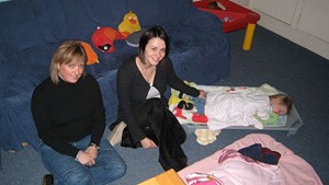 Didi Harris and Tina Boljevac, child care providers at The Greater Burlington YMCA