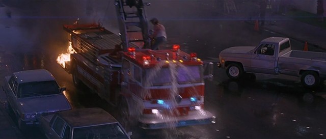 Every vehicle in Con Air becomes a moving death trap, fire engines included. - TOUCHSTONE PICTURES