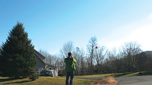 Ezra Hall photographs the balloons that mark the site of the future tower