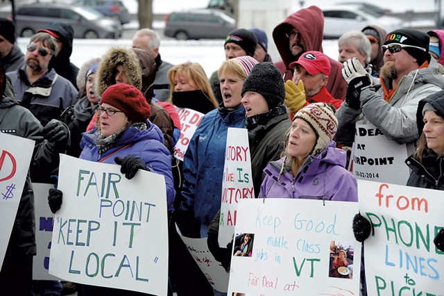 Striking FairPoint employees attended a Montpelier rally in November 2014. - FILE: JEB WALLACE-BRODEUR
