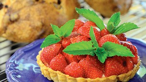 Fresh strawberry tartlette with Vermont mascarpone at the Kingsbury Farmstead Kitchen