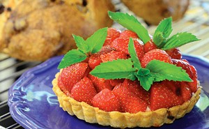 JEB WALLACE-BRODEUR - Fresh strawberry tartlette with Vermont mascarpone at the Kingsbury Farmstead Kitchen