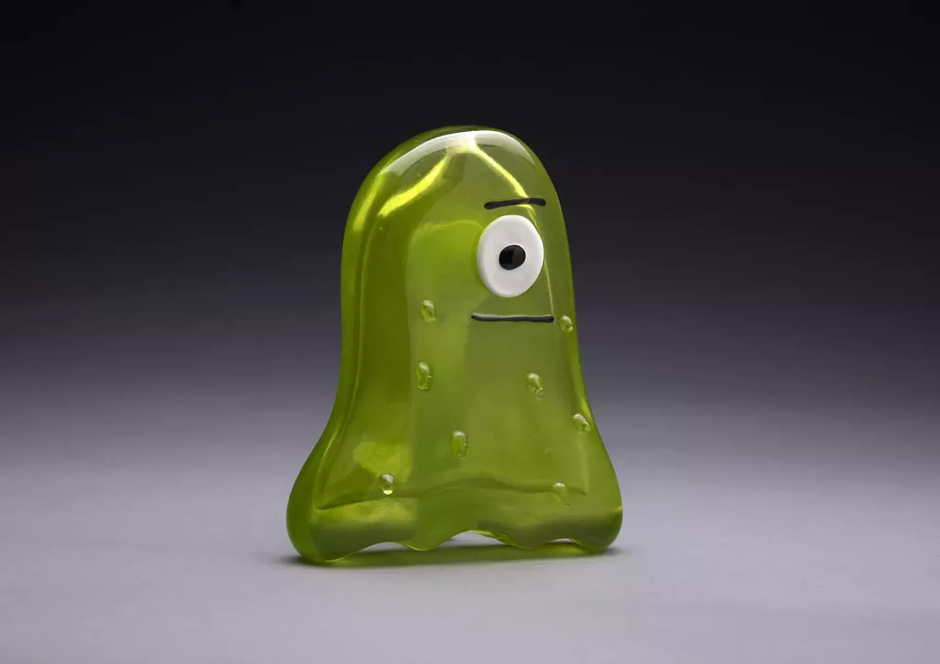 "Mr. Slime Blob," designed by Reagan LaFreniere, 6th grade, created in glass by Jen Violette
