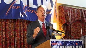 Gov. Peter Shumlin announces his third run for governor Tuesday in Burlington.