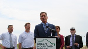 Gov. Peter Shumlin speaking at a press conference Tuesday in Rutland
