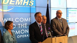 Gov. Peter Shumlin speaks Wednesday at the state's Emergency Operations Center in Waterbury.