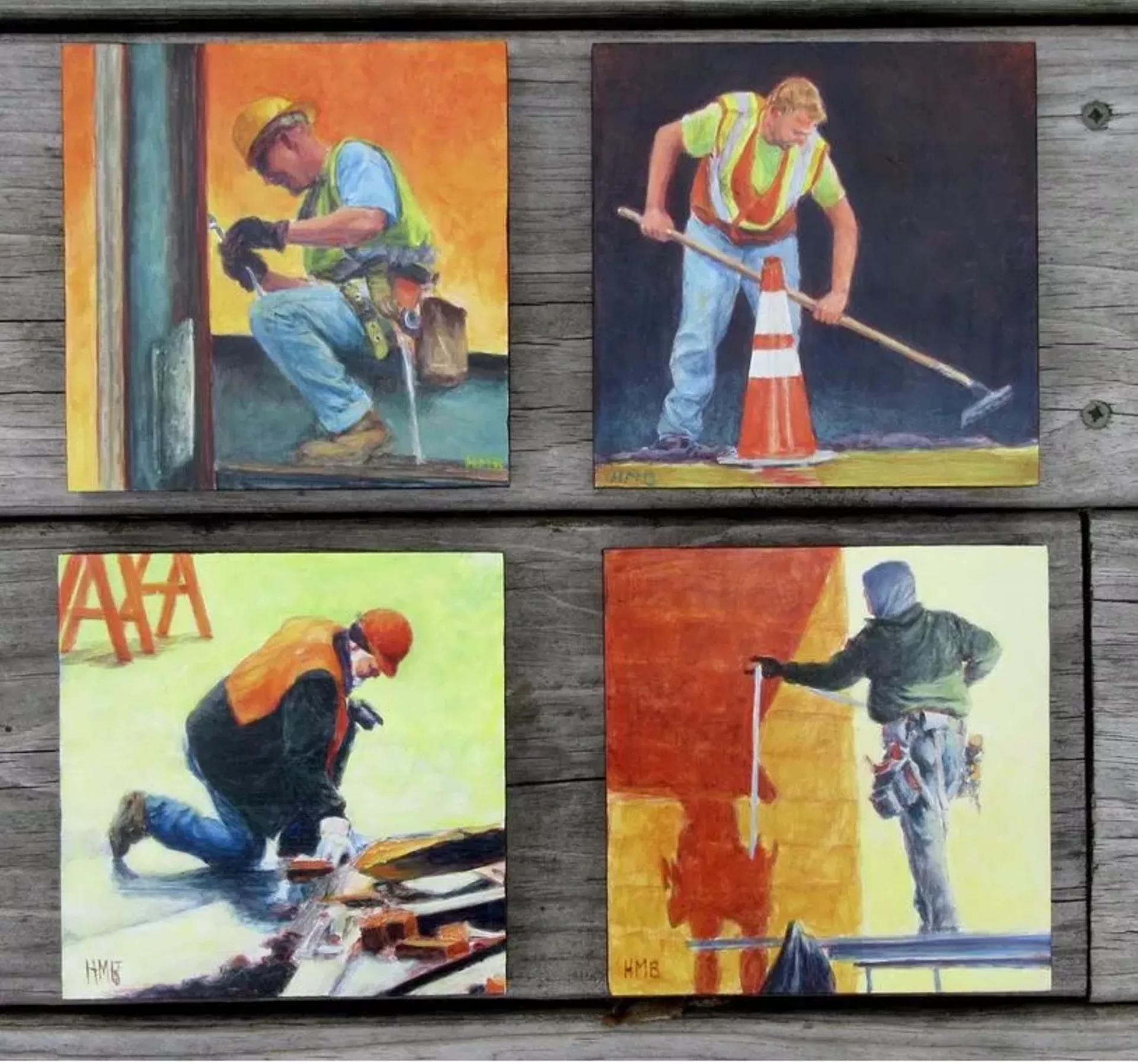 "The Works" exhibition card with images by Heidi Broner
