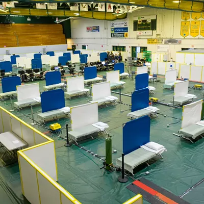 Image: Hospital Prepares UVM's Patrick Gym for Coronavirus Patients
