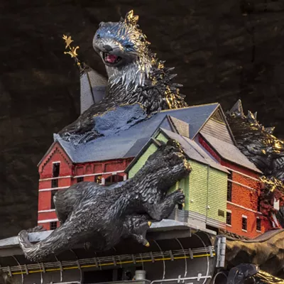 Image: In New 3D-Printed Sculpture, Otters Attack Middlebury's Town Hall Theater