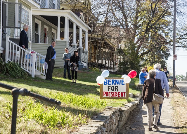 This sign marked the house-party campaign stop in Manchester, N.H. - ALAN MACRAE