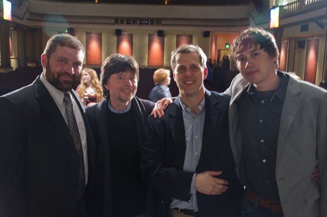 L to R: Greenwood headmaster Stewart Miller; filmmaker Ken Burns; film editor Craig Mellish; producer Christopher Darling - COURTESY OF NATE SEBOLD