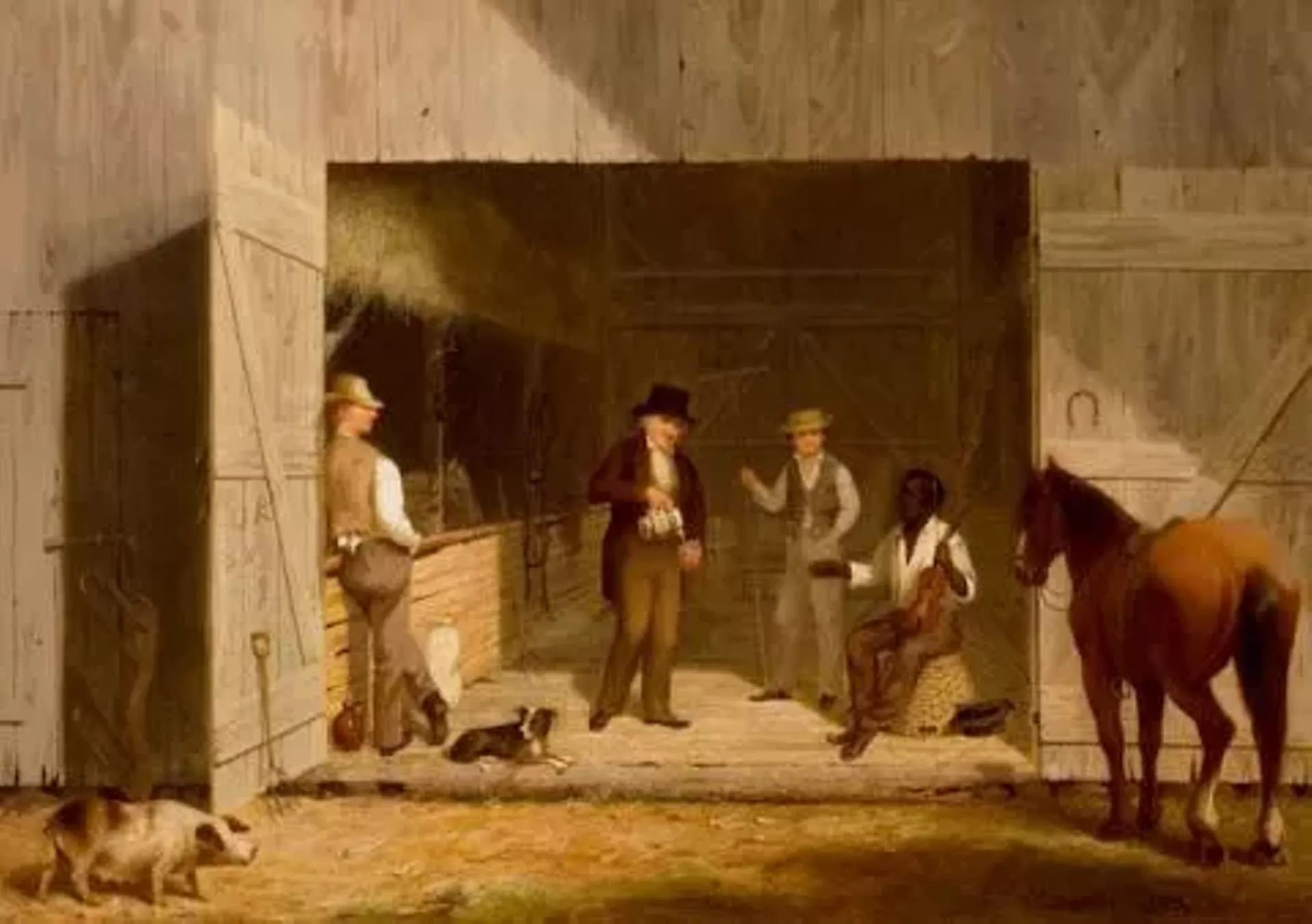 "Scene in a Barn," "Holidays in the Country" or "The Cider Party," signed G.H. Durrie and dated 1853