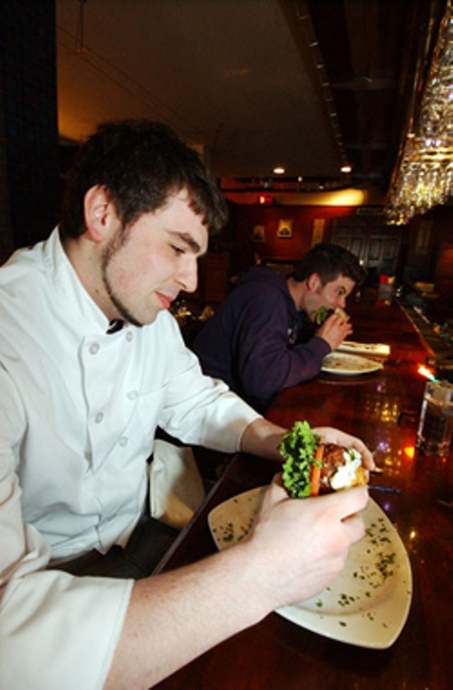 NECI students Sean Marcoux and Andrew Hubbard at J. Morgan's Restaurant in Montpelier - JEB WALLACE-BRODEUR