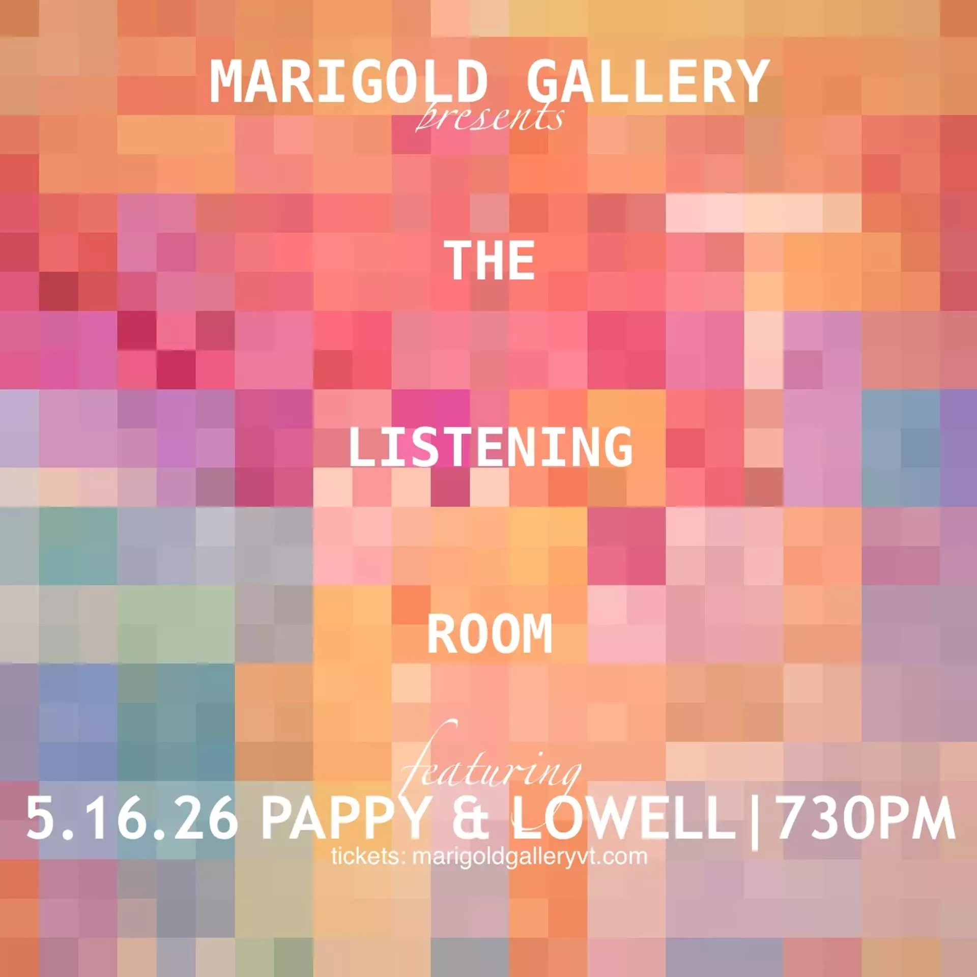 Pappy & Lowell performing a live listening room show at Marigold Gallery, Burlington, VT.