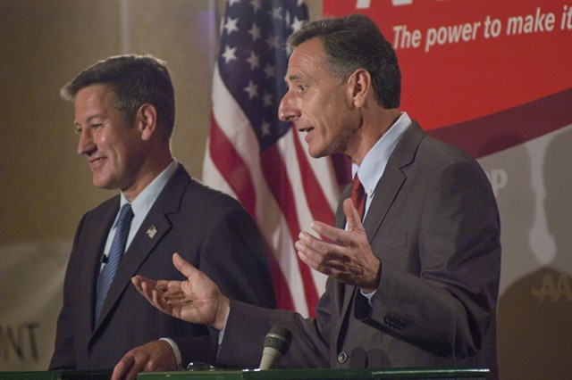 Republican Brian Dubie (left) and Democrat Peter Shumlin face off in 2010. - FILE PHOTO
