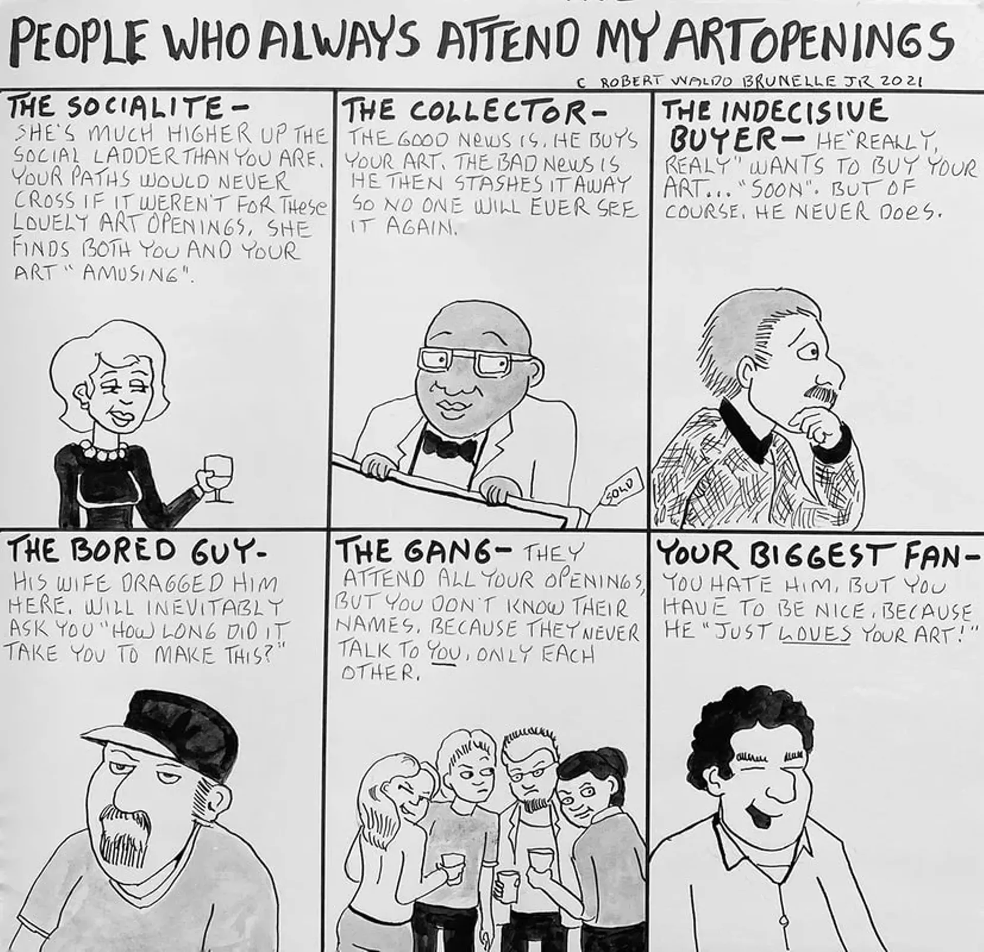 Cartoon drawing by Robert Waldo Brunelle Jr.