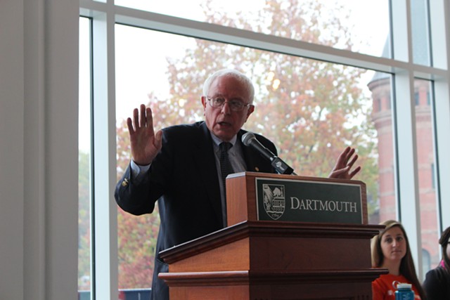 Sen. Bernie Sanders speaks at Dartmouth College last fall. - FILE: PAUL HEINTZ