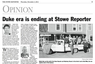 Screenshot of Thursday's Stowe Reporter - COURTESY: STOWE REPORTER