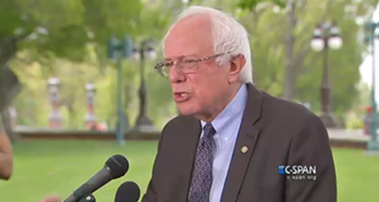 Sen. Bernie Sanders addresses reporters in Washington, D.C., Thursday at noon. - SCREENSHOT