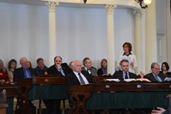 Sen. Claire Ayer (D-Addison) speaks Wednesday in support of Vermont's end-of-life law on the Senate floor. - TERRI HALLENBECK